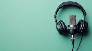 Bild mit Kopfhörer und Podcast-Mikrofon als Symbol für Podcasts, die hier präsentiert werden und in denen Marcus Rosik als Gast eingeladen ist